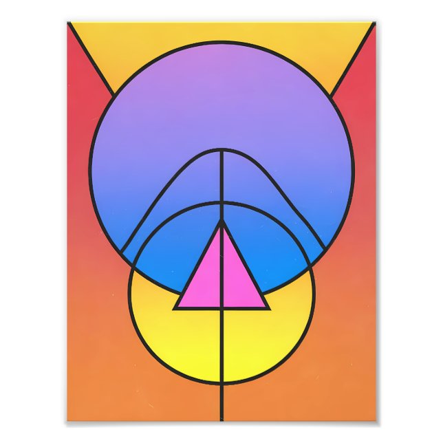 Foto Pôster Colorido de Círculos Geométricos Abstratos (Frente)