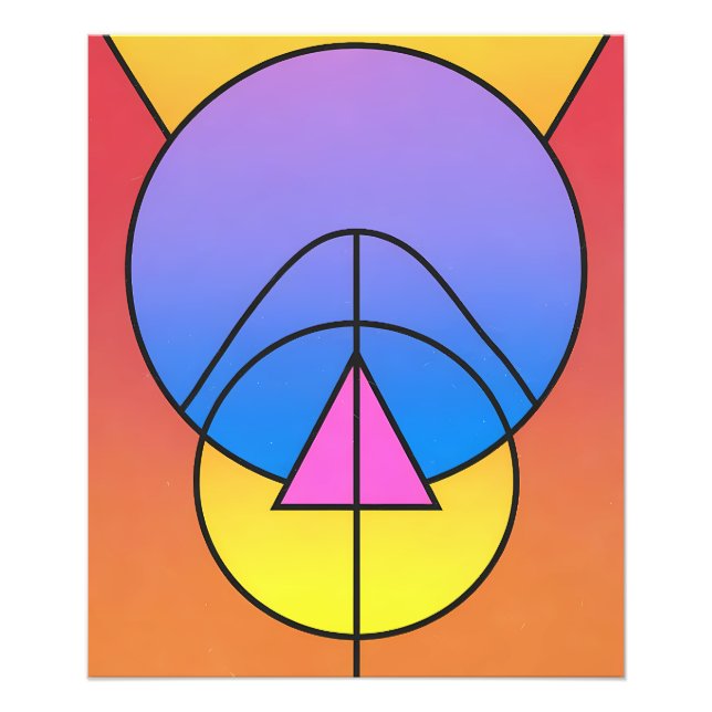 Foto Pôster Colorido de Círculos Geométricos Abstratos  (Frente)