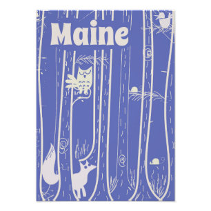 Foto Poster das viagens vintage da floresta de Maine