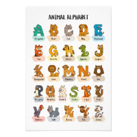 Poster de Alfabeto Animal - Educacional Bastante A