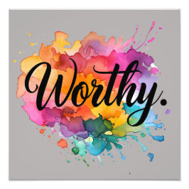 Foto Poster de Aquarela Motivacional Quadrado Digno 16x