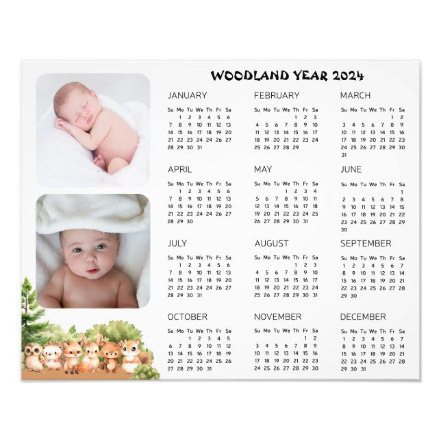 Foto Poster de Calendário Fotográfico do Woodland Baby  (Frente)