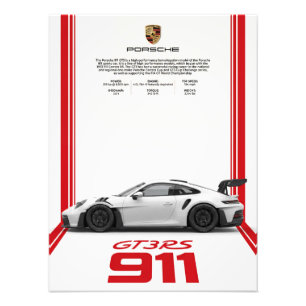 Foto Pôster de Especificações do Porsche 911 GT3 RS