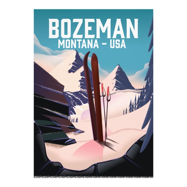 Foto Poster de esqui de Bozeman Montana (Frente)