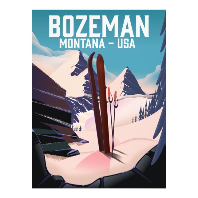 Foto Poster de esqui de Bozeman Montana (Frente)