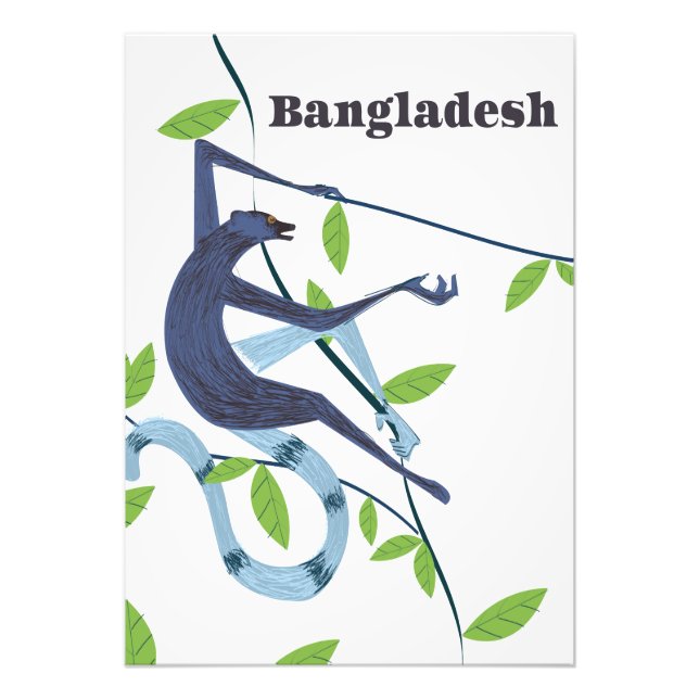 Foto Poster de férias do Bangladesh com macaco (Frente)