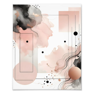 Foto Poster de geometria preto e rosa pincelado