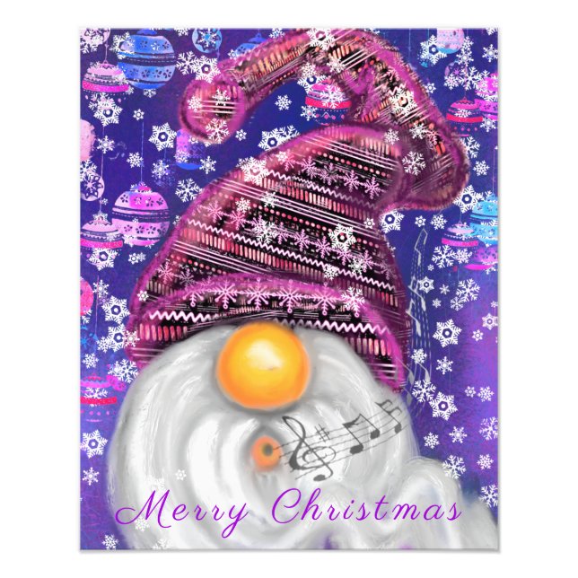 Foto Poster de Natal com Gnomo Feliz (Frente)