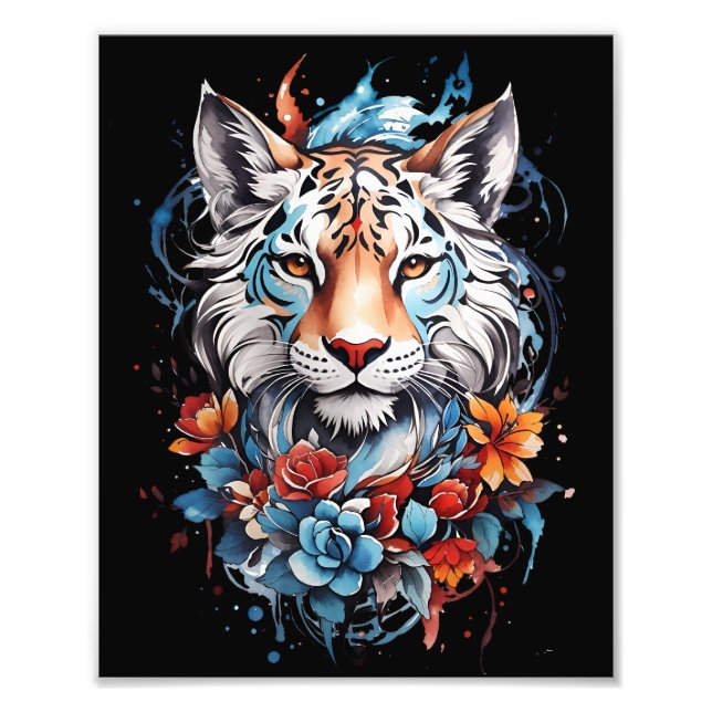 Foto Poster de Tigre Cinto | Tigre de Flor Artístico (Frente)