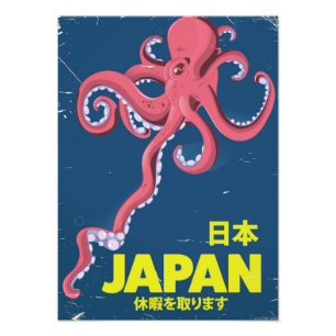 Foto poster de viagens 日 本 Japão vintage Squid