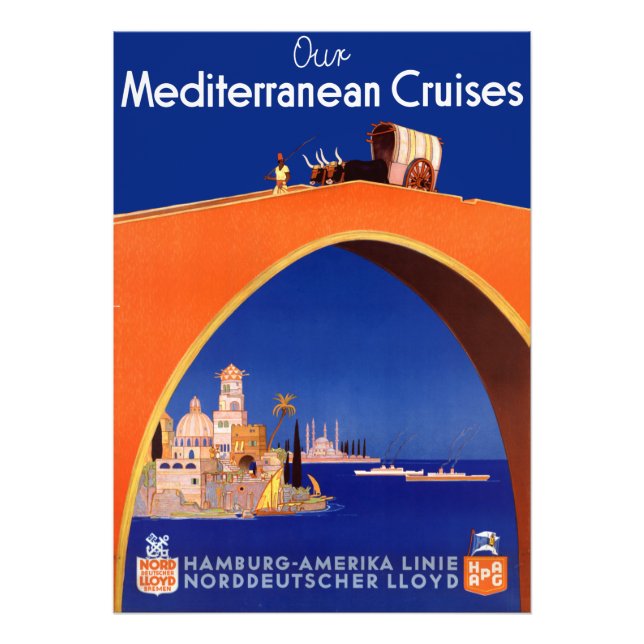 Foto Poster de viagens de cruzeiros mediterrânicos Vint (Frente)