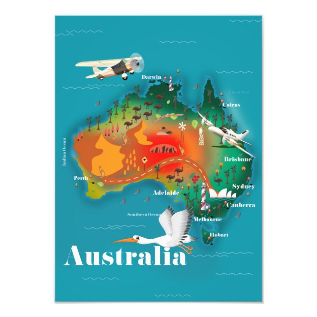 Foto Poster de viagens de Mapa da Austrália (Frente)