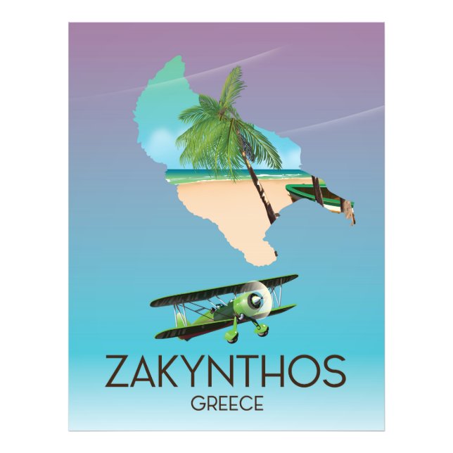 Foto Poster de viagens de mapa de Grécia Zakynthos (Frente)