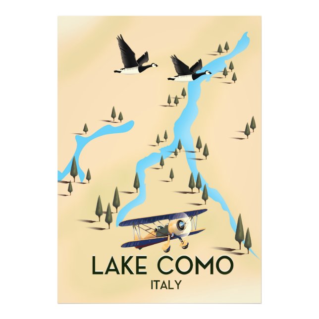 Foto Poster de viagens de Mapa do Lago Como Itália (Frente)