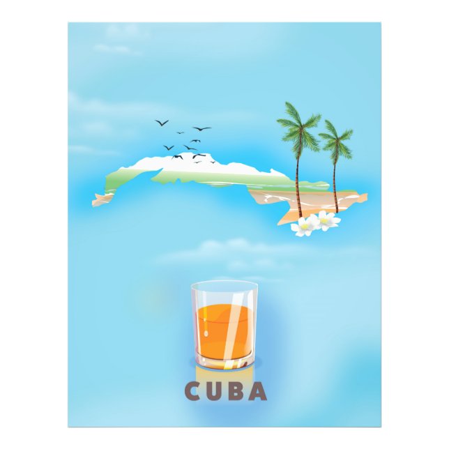 Foto Poster de viagens de mapa ilustrado de Cuba (Frente)