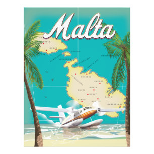 Foto Poster de viagens de praia e mapa de Malta