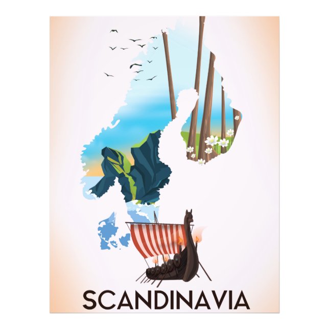 Foto Poster de viagens de Viking do Mapa Escandinávia (Frente)