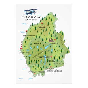 Foto poster de viagens do mapa da Inglaterra Cumbria.