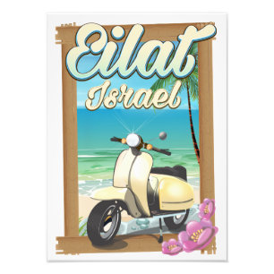 Foto Poster de viagens do patinete de Israel da praia
