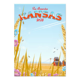 Foto Poster de viagens retrô de Fazenda do Kansas USA