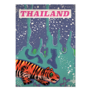Foto Poster de viagens retro do tigre de Tailândia