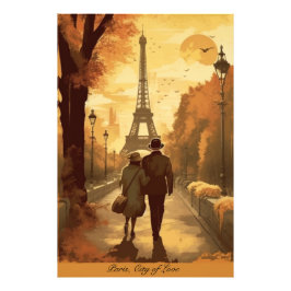 Foto Poster de viagens, Romance em Paris personalizável