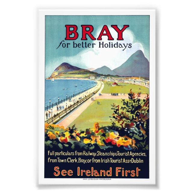 Foto Poster de viagens Vintage Bray Irlanda (Frente)