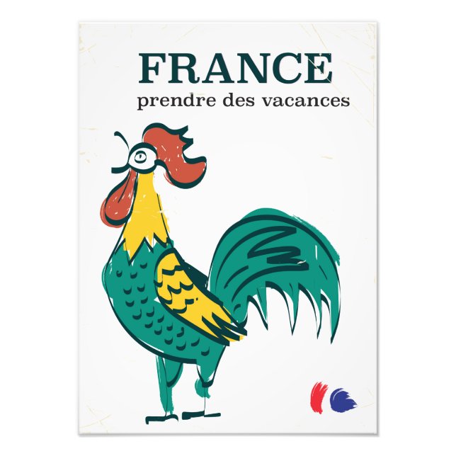 Foto Poster de viagens vintage de cockerel França (Frente)