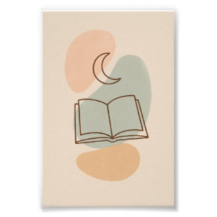 Foto Poster Minimalista de Lua e Livro