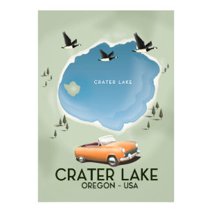 Foto poster Viagem de mapa do Crater Lake Oregon