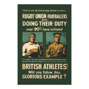 Foto Poster vintage: Chamada dos jogadores do rugby