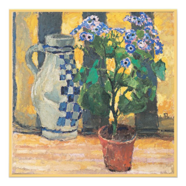 Foto Pote de Flor e Jug Cerâmico, pintura viva, (Frente)