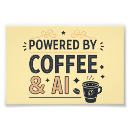 Foto Powered by Coffee & AI Retro Tech Vector