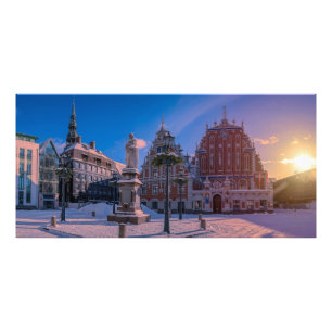 Foto Praça da Prefeitura de Riga no inverno