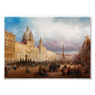 Foto Praça Navona Mercado Roma Década de 1850 Arte