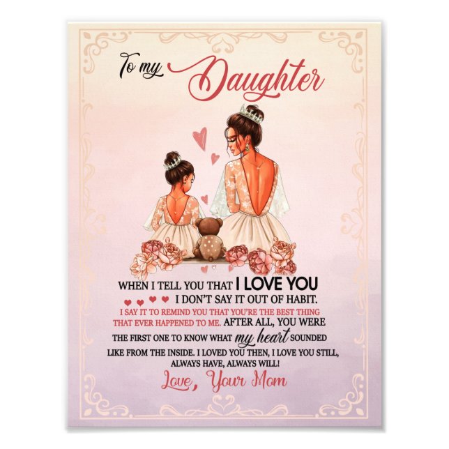 Foto Presente de Filha | Carta À Minha Filha Da Mãe (Frente)