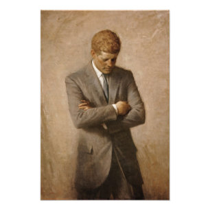 Foto Presidente Americano John Kennedy Retrato Pintado