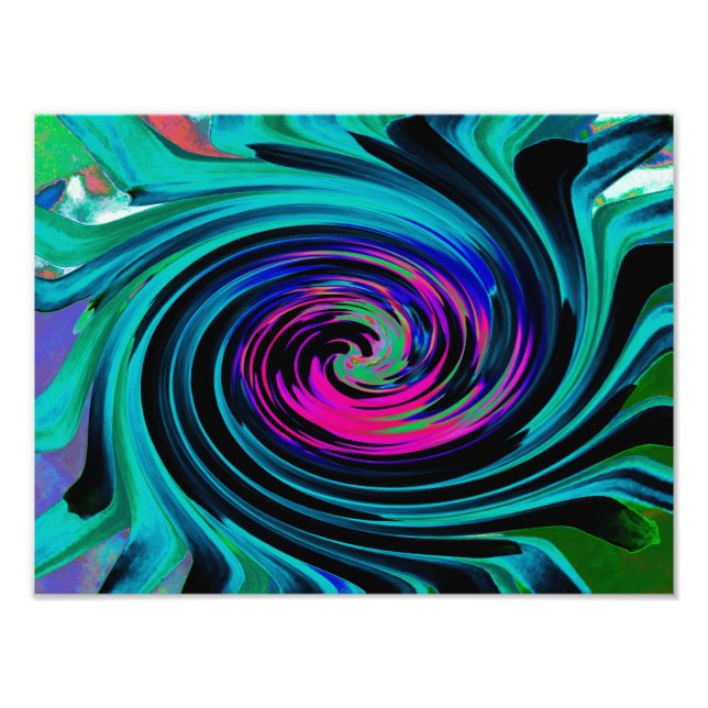 Foto Preto Dramático e Turquesa Abstrato Retro Torção (Frente)