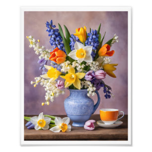 Foto Primavera Buquê de Daffodils Cheerful Tulips Teacu