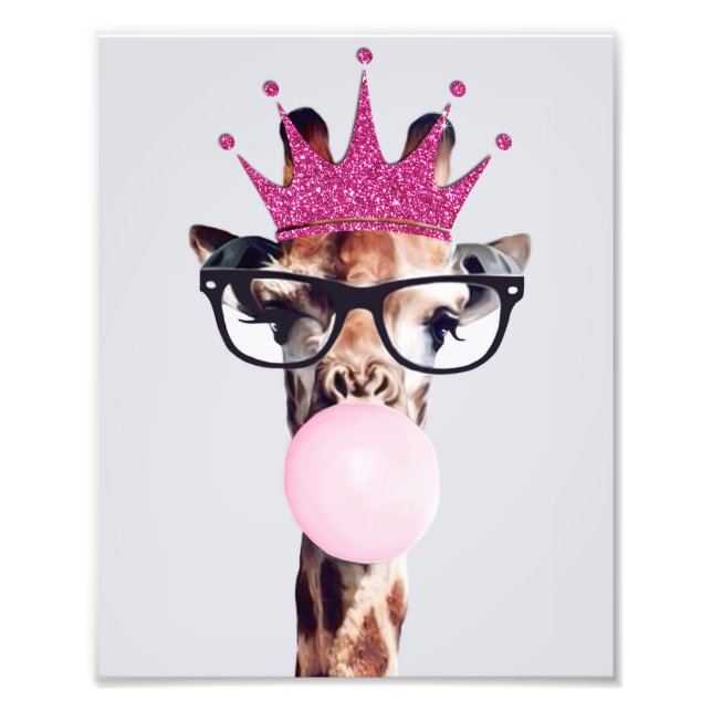 Foto Princesa Girafa soprando chiclete rosa (Frente)