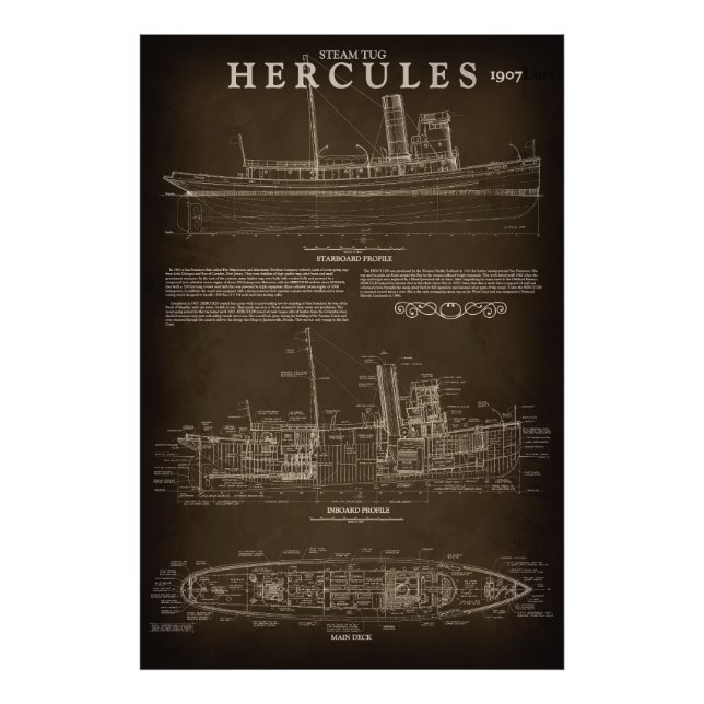 Foto Projeto HERCULES "Tugboat" a vapor 1907 (Frente)