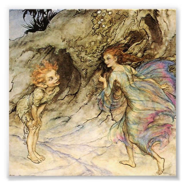 Foto "Puck and a Fairy" Watercolor de Arthur Rackham (Frente)