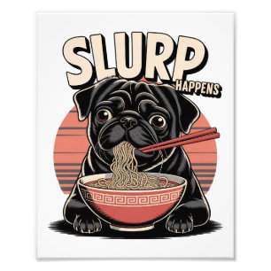 Foto Pug Eating Ramen Funny Slurp Acontece