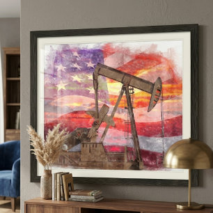 Foto Pumpjack silhoucolor com bandeira americana