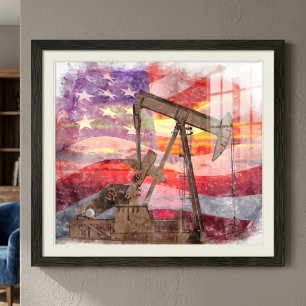Foto Pumpjack silhueta pastel desenho americano Bandeir