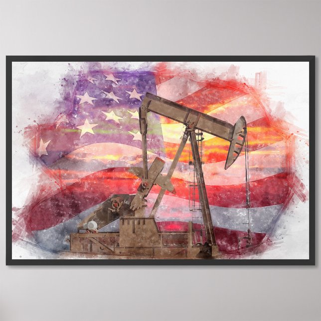 Foto Pumpjack silhueta pastel desenho americano Bandeir (Criador carregado)