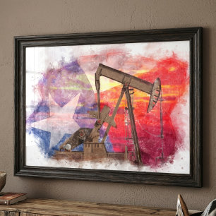 Foto Pumpjack Texan ícone pastel desenho com Texas Flag