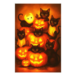 Foto Pumpkin brilhante do Halloween com Gato Negro Boni