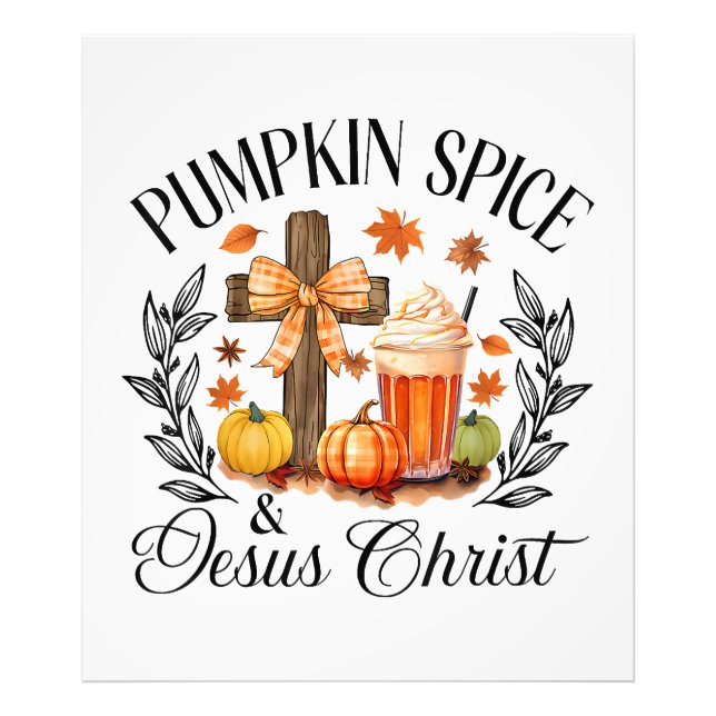 Foto Pumpkin Spice E Jesus Cristo Cruzando Pumpkin Chri (Frente)
