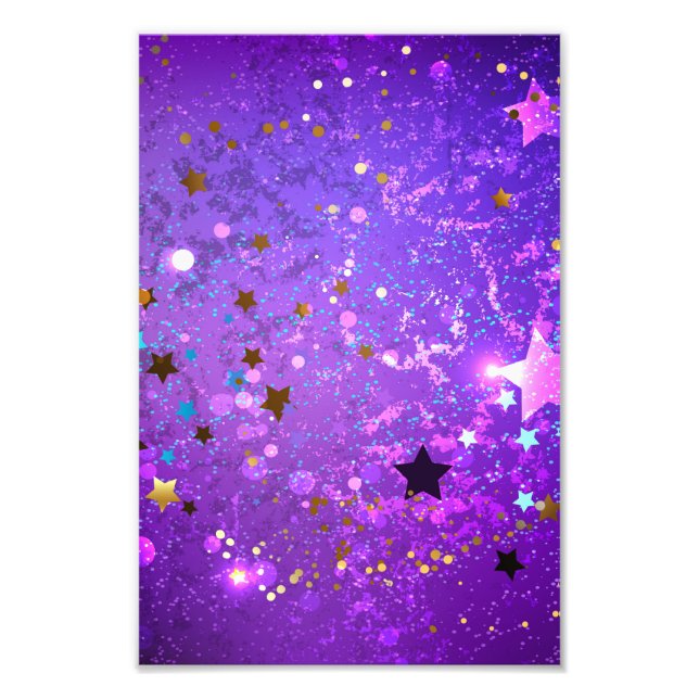 Foto Purple foil background with Stars (Frente)